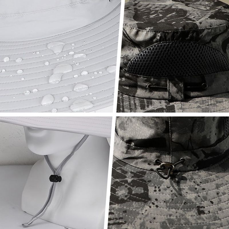 Chapeau de Pêcheur Anti-UV pour Hommes avec 2 Ventilateurs Solaires Détachables