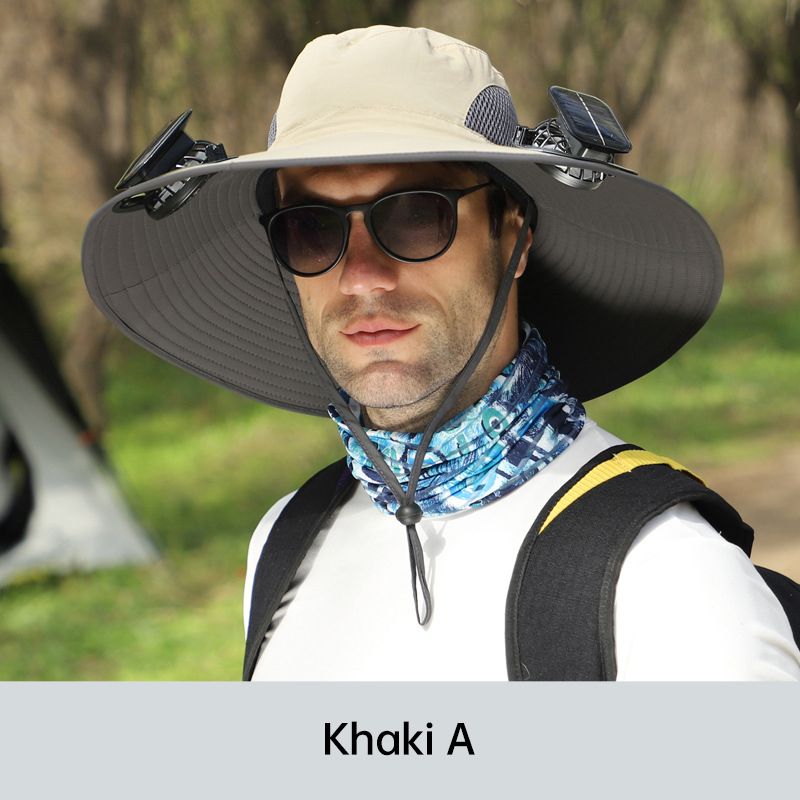Chapeau de Pêcheur Anti-UV pour Hommes avec 2 Ventilateurs Solaires Détachables