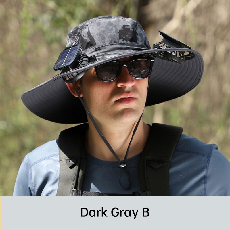 Chapeau de Pêcheur Anti-UV pour Hommes avec 2 Ventilateurs Solaires Détachables