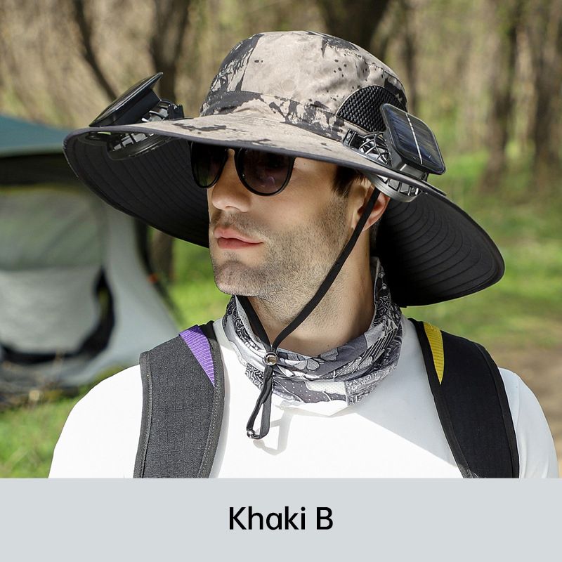 Chapeau de Pêcheur Anti-UV pour Hommes avec 2 Ventilateurs Solaires Détachables