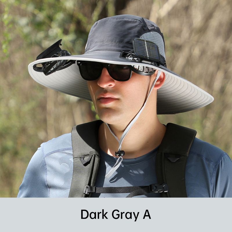 Chapeau de Pêcheur Anti-UV pour Hommes avec 2 Ventilateurs Solaires Détachables