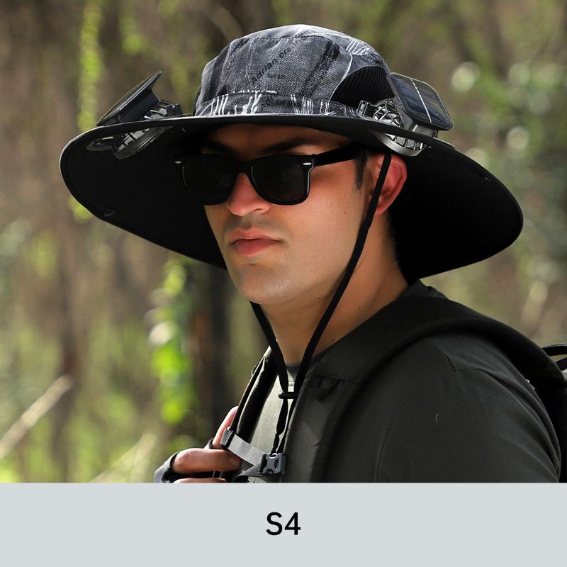 Chapeau de Pêcheur Anti-UV pour Hommes avec 2 Ventilateurs Solaires Détachables