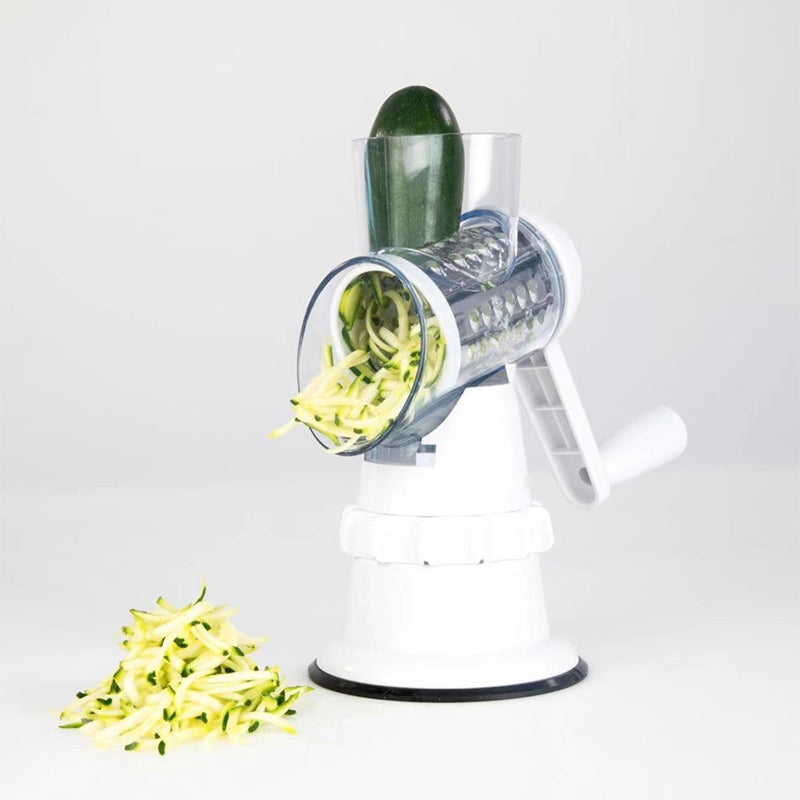 Râpe à fromage et trancheuse à légumes rotative 3-en-1