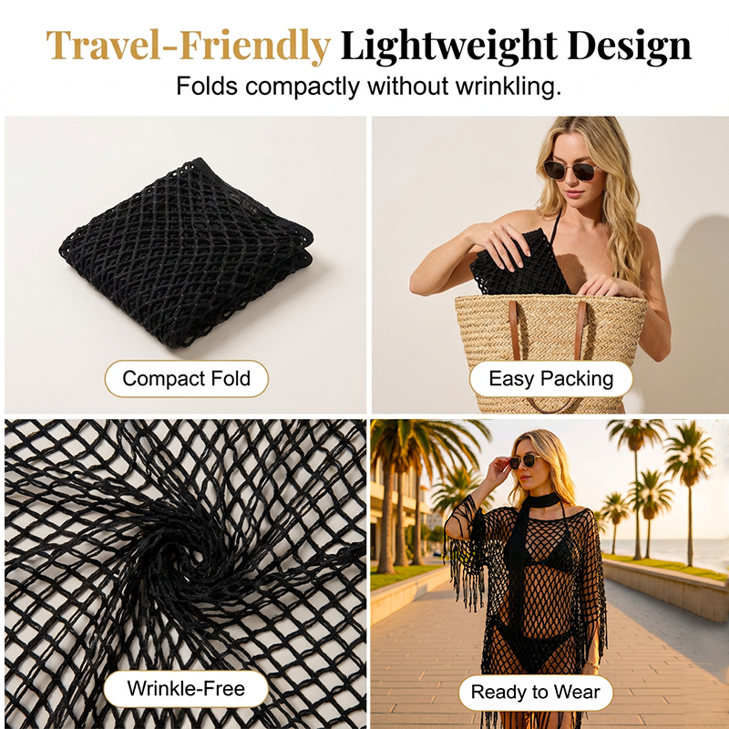 Paréo en crochet métallique d'été – Léger, fluide et élégamment stylé pour l'été