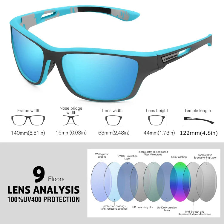 Lunettes de soleil de sport pour hommes 2026 avec verres polarisés anti-reflets