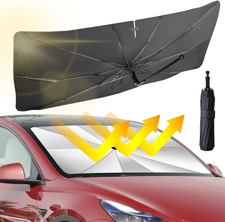 Parapluie de voiture pliable à 50 % - Protection contre la chaleur et les rayons UV - Idéal pour garder votre voiture au frais !