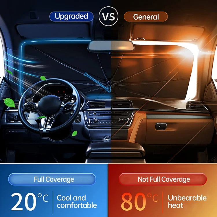 Parapluie de voiture pliable à 50 % - Protection contre la chaleur et les rayons UV - Idéal pour garder votre voiture au frais !