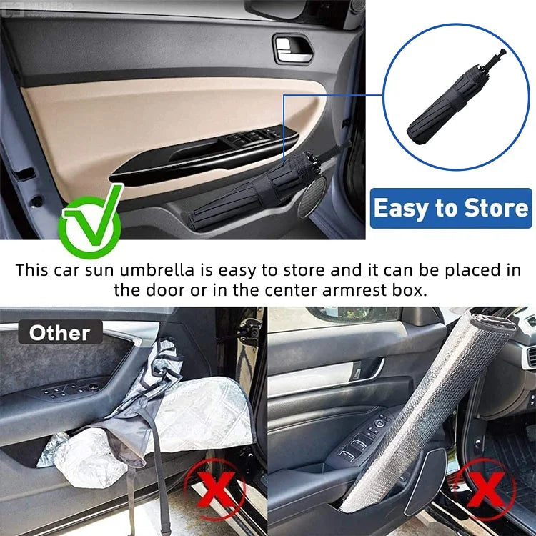 Parapluie de voiture pliable à 50 % - Protection contre la chaleur et les rayons UV - Idéal pour garder votre voiture au frais !