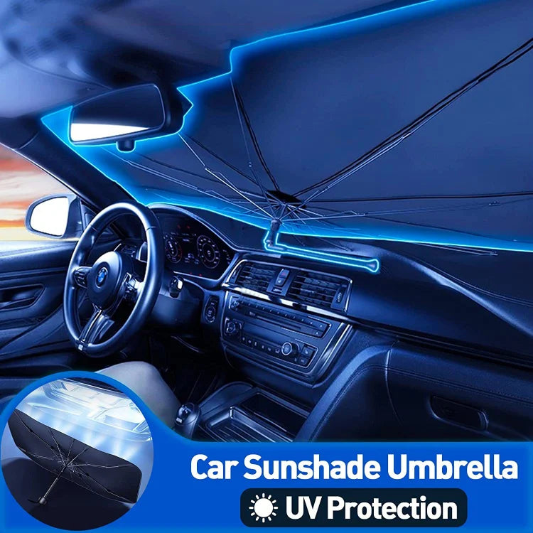 Parapluie de voiture pliable à 50 % - Protection contre la chaleur et les rayons UV - Idéal pour garder votre voiture au frais !