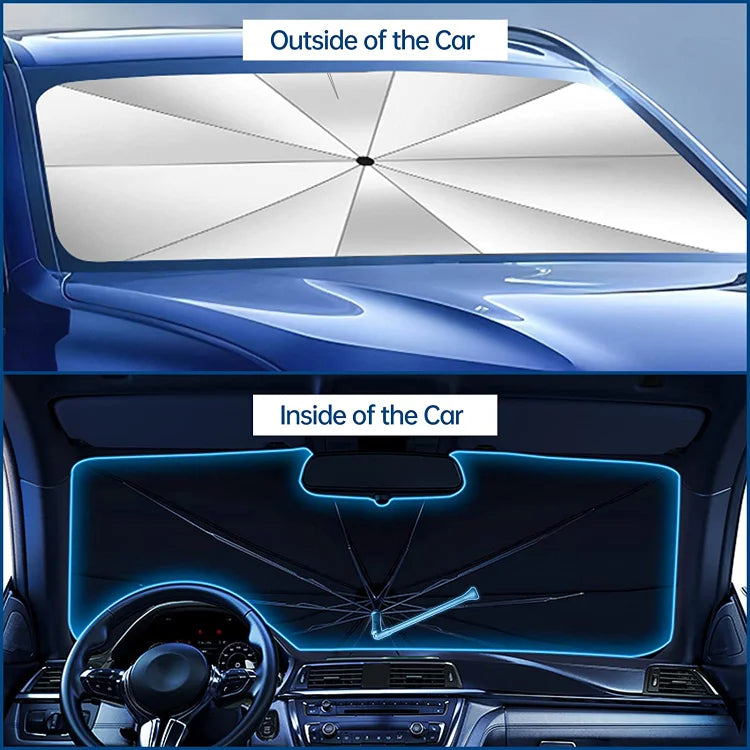 Parapluie de voiture pliable à 50 % - Protection contre la chaleur et les rayons UV - Idéal pour garder votre voiture au frais !