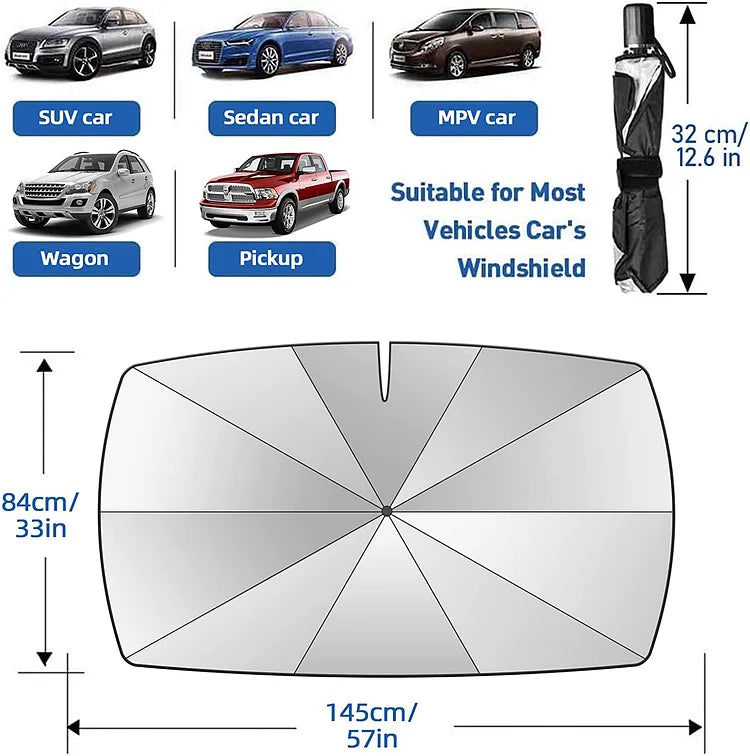 Parapluie de voiture pliable à 50 % - Protection contre la chaleur et les rayons UV - Idéal pour garder votre voiture au frais !