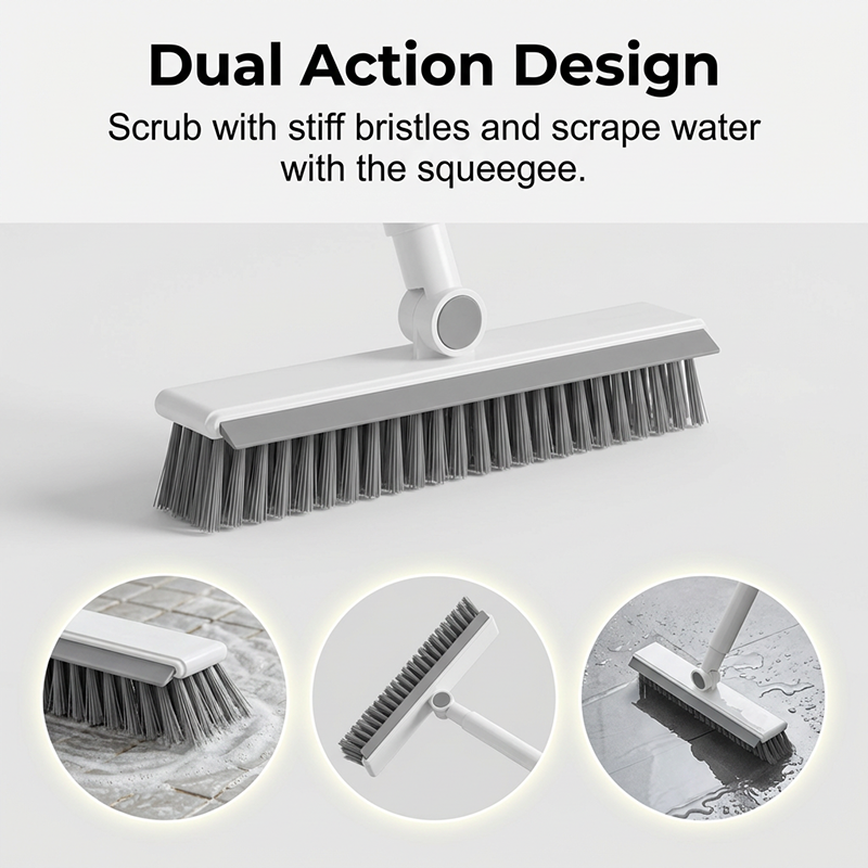 Brosse 2-en-1 pour joints et coins avec raclette
