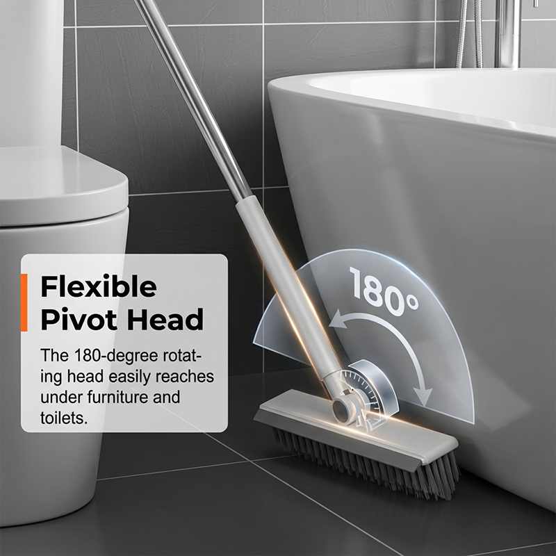 Brosse 2-en-1 pour joints et coins avec raclette
