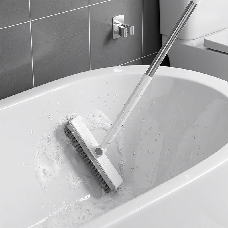 Brosse 2-en-1 pour joints et coins avec raclette