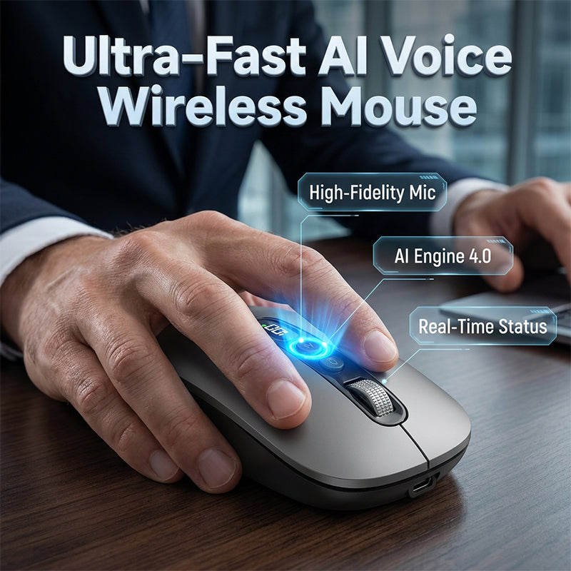 Souris sans fil intelligente AI à commande vocale, traduction en temps réel, clic silencieux pour une productivité accrue au travail et aux études !