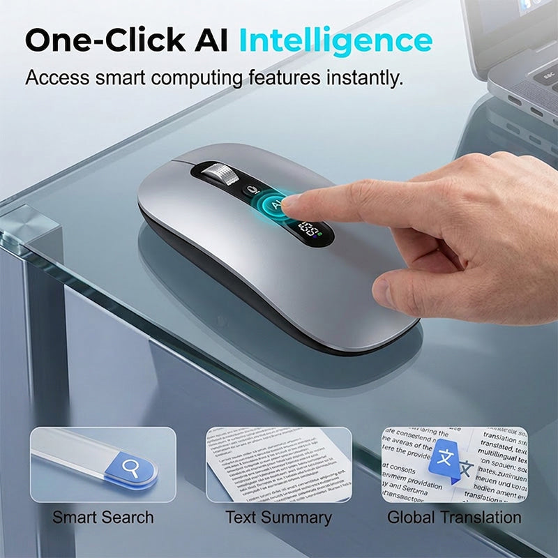 Souris sans fil intelligente AI à commande vocale, traduction en temps réel, clic silencieux pour une productivité accrue au travail et aux études !