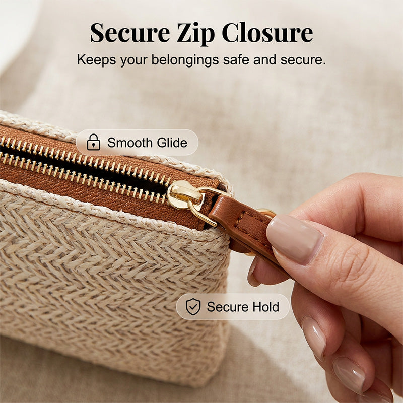Pochette d'épaule en paille tressée pour femme