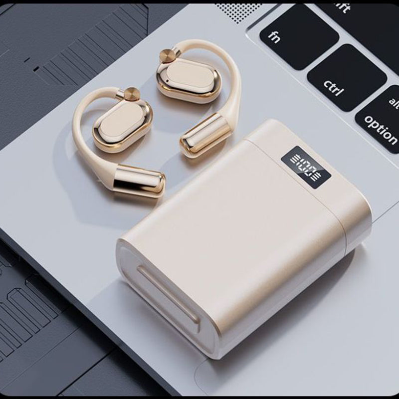 Écouteurs sans fil à oreille libre – Confort optimal, Bluetooth 5.4 et étui avec lampe torche LED