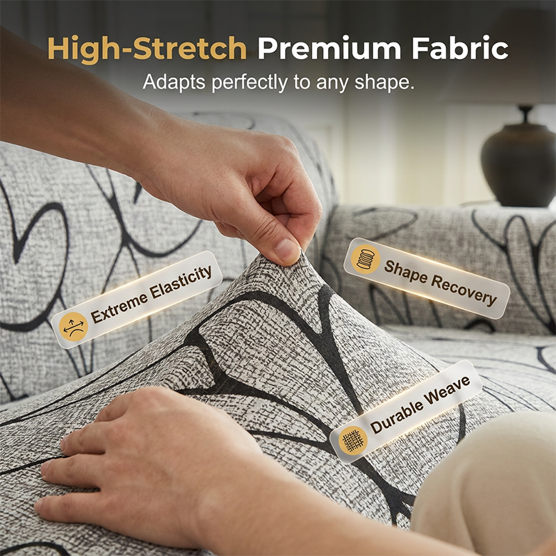 Housse de canapé très extensible – Ourlet volanté et protection complète