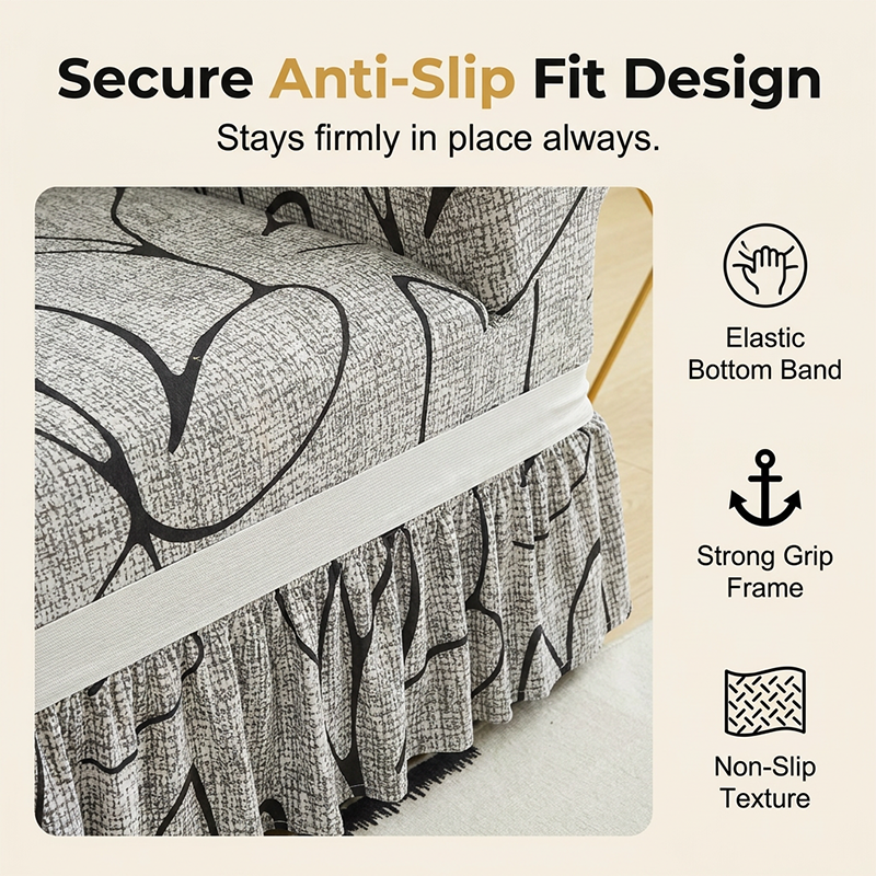 Housse de canapé très extensible – Ourlet volanté et protection complète