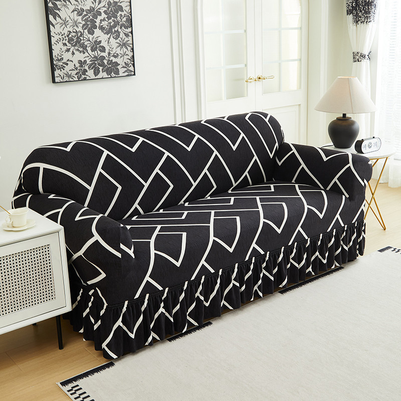 Housse de canapé très extensible – Ourlet volanté et protection complète