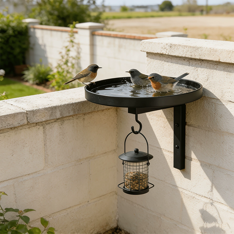 Bain d'oiseaux mural en métal – Finition bronze antique