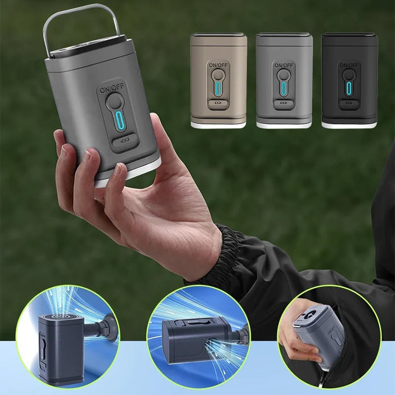 Pompe à air de camping rechargeable – Lumière LED, gonflage rapide, compacte