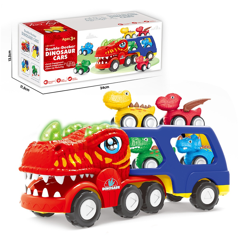 Camion transporteur de dinosaures à deux étages - Jouet