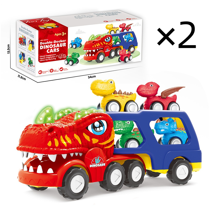 Camion transporteur de dinosaures à deux étages - Jouet