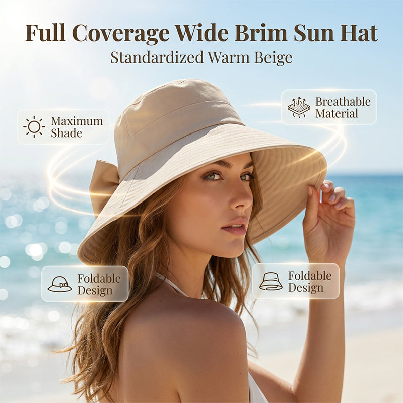 Chapeau de soleil à large bord avec nœud pour femme