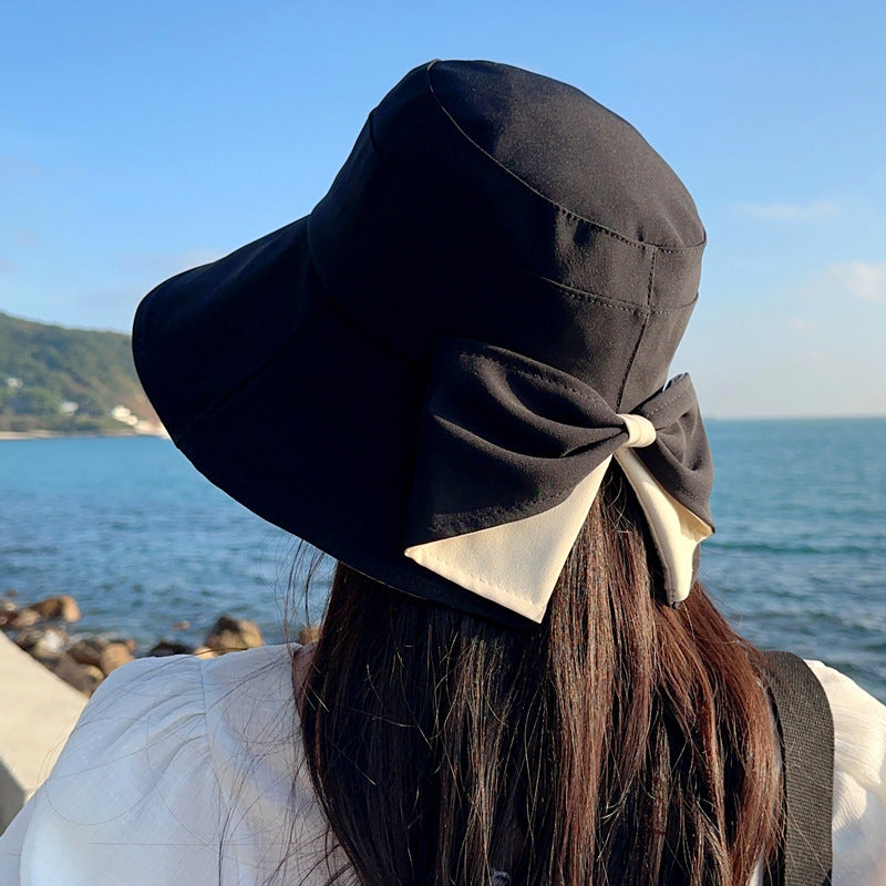 Chapeau de soleil à large bord avec nœud pour femme