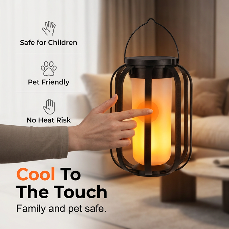 Lanterne solaire à flamme vacillante – Étanche et à allumage automatique – Lueur chaude réaliste, parfaite pour les patios, jardins ou chemins – aucun câblage requis