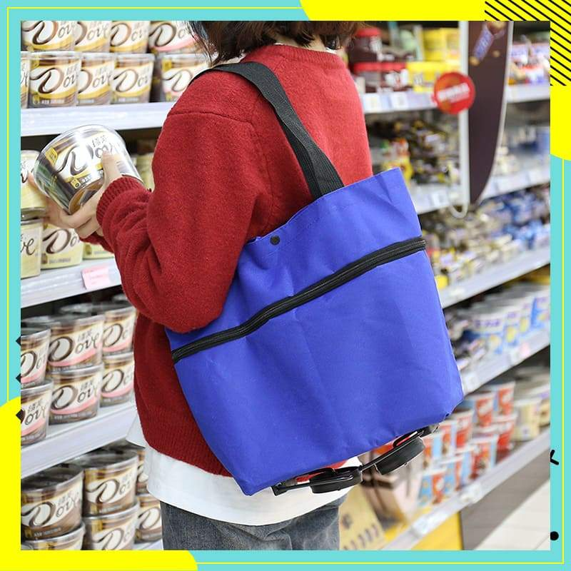 Sac de courses pliable 2-en-1 à roulettes – Avec roues de type bagage
