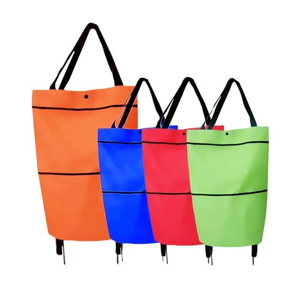 Sac de courses pliable 2-en-1 à roulettes – Avec roues de type bagage
