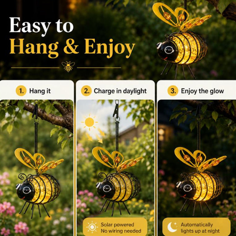 Suspension solaire avec abeille pour l'extérieur - Le cadeau idéal pour les amoureux des plantes, les mamans, ou simplement tous ceux qui aiment sourire