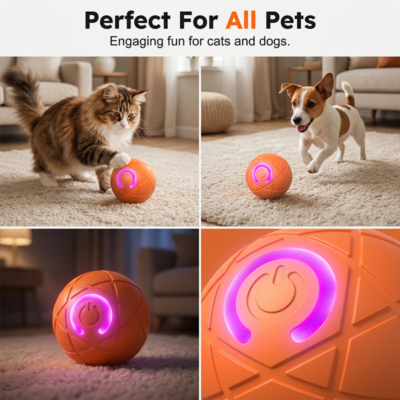 BALLE INTELLIGENTE INTERACTIVE POUR ANIMAUX DE COMPAGNIE AVEC TÉLÉCOMMANDE — 3 Modes Interactifs | E-TPU Résistant à la Mastication | Rechargeable USB-C