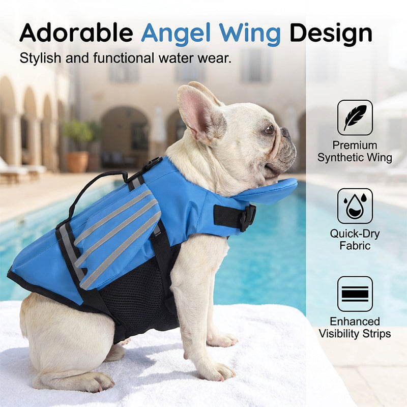 Gilet de sauvetage pour chien 2026 Reflective Angel Wing – Flottabilité élevée, poignée de sauvetage rapide et maille respirante. Bandes réfléchissantes pour les baignades en soirée. Sûr et