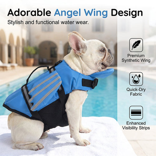 Gilet de sauvetage pour chien 2026 Reflective Angel Wing – Flottabilité élevée, poignée de sauvetage rapide et maille respirante. Bandes réfléchissantes pour les baignades en soirée. Sûr et