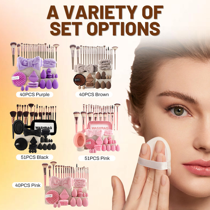 Ensemble complet de pinceaux et éponges de maquillage