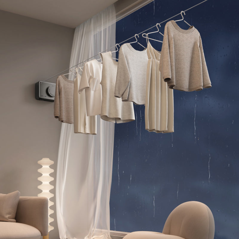 Séchoir à linge rétractable en acier pour l'intérieur