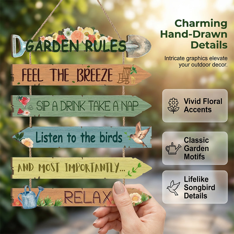 Plaque murale décorative à suspendre en bois rustique pour le jardin
