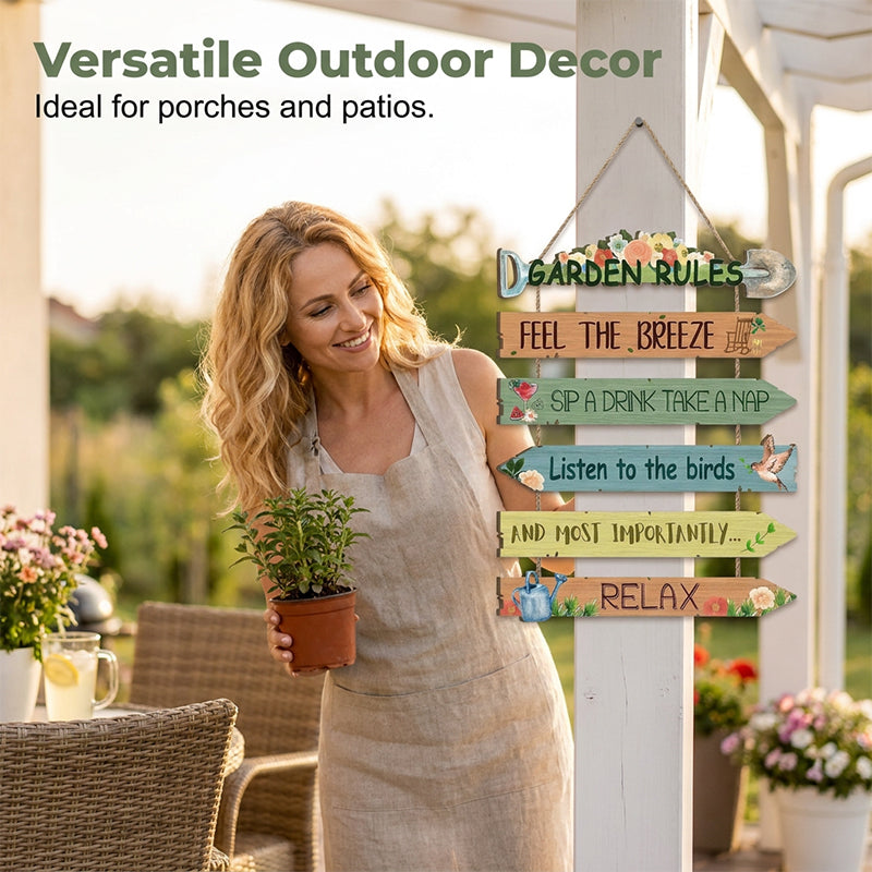 Plaque murale décorative à suspendre en bois rustique pour le jardin