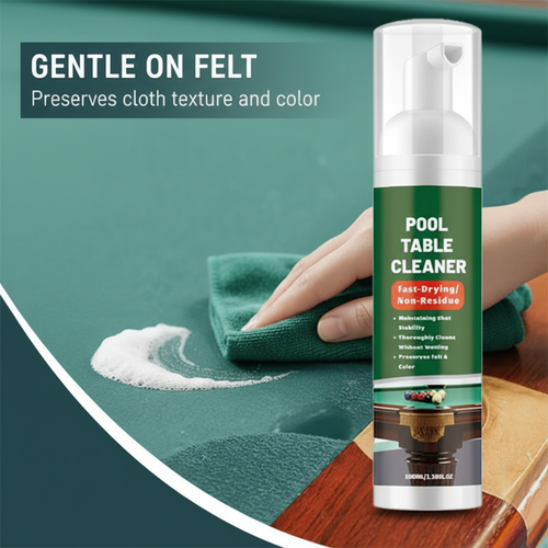 Nettoyant pour feutre de billard Fast©\Drying 2026 ¨C Nettoie en profondeur la craie et les huiles, sans danger pour le tissu. Séchage rapide, sans résidus. Retour au jeu en quelques minutes !