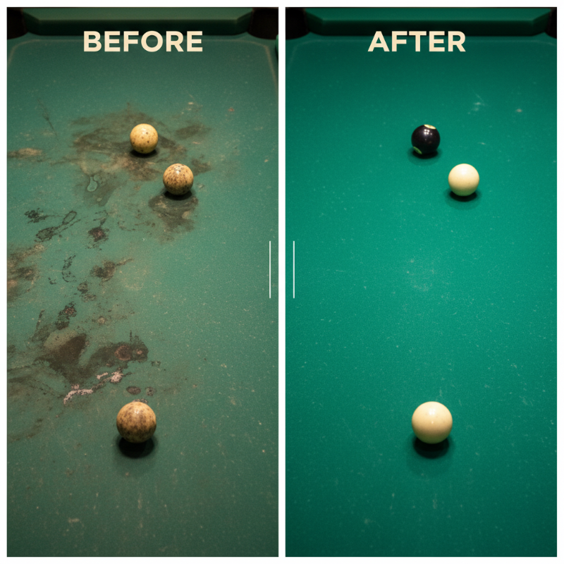 Nettoyant pour feutre de billard Fast©\Drying 2026 ¨C Nettoie en profondeur la craie et les huiles, sans danger pour le tissu. Séchage rapide, sans résidus. Retour au jeu en quelques minutes !