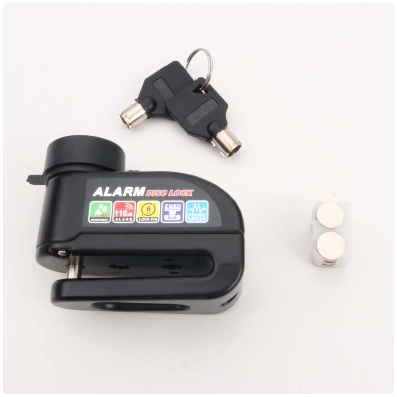 Antivol Bloque-Disque Facile à Utiliser avec Alarme et Fonction Pousser pour Verrouiller — Sécurité Renforcée et Étanche