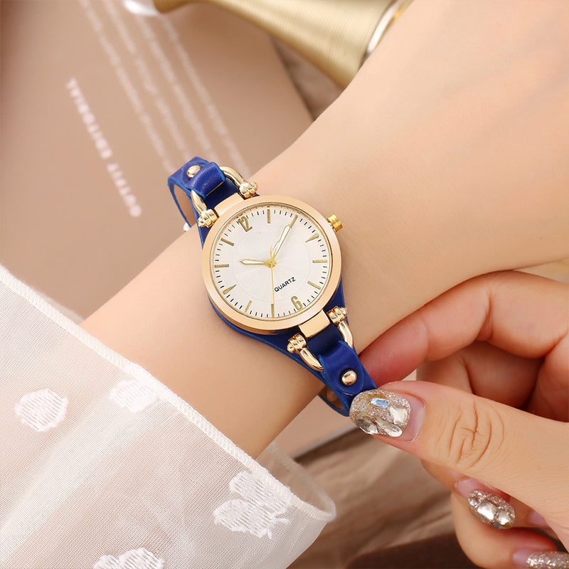 Montre Femme Chic De Luxe À Bracelet Fin Montre-Bracelet À Quartz Avec Bracelet En Cuir Vintage