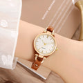 Montre Femme Chic De Luxe À Bracelet Fin Montre-Bracelet À Quartz Avec Bracelet En Cuir Vintage