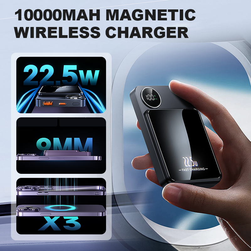 Chargeur magnétique professionnel pour voyageurs et professionnels | Filaire 22,5 W & sans fil 15 W | 10 000 mAh | Livraison rapide