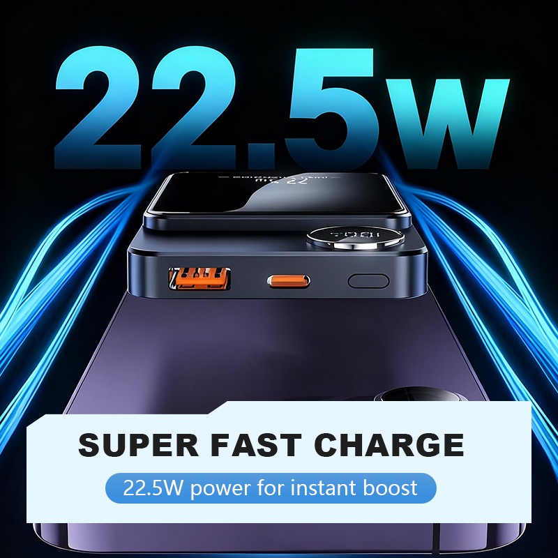 Chargeur magnétique professionnel pour voyageurs et professionnels | Filaire 22,5 W & sans fil 15 W | 10 000 mAh | Livraison rapide