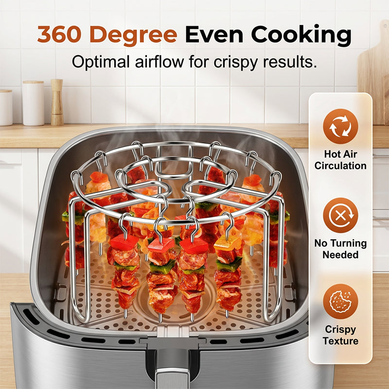 Support à brochettes pour friteuse à air en acier inoxydable
